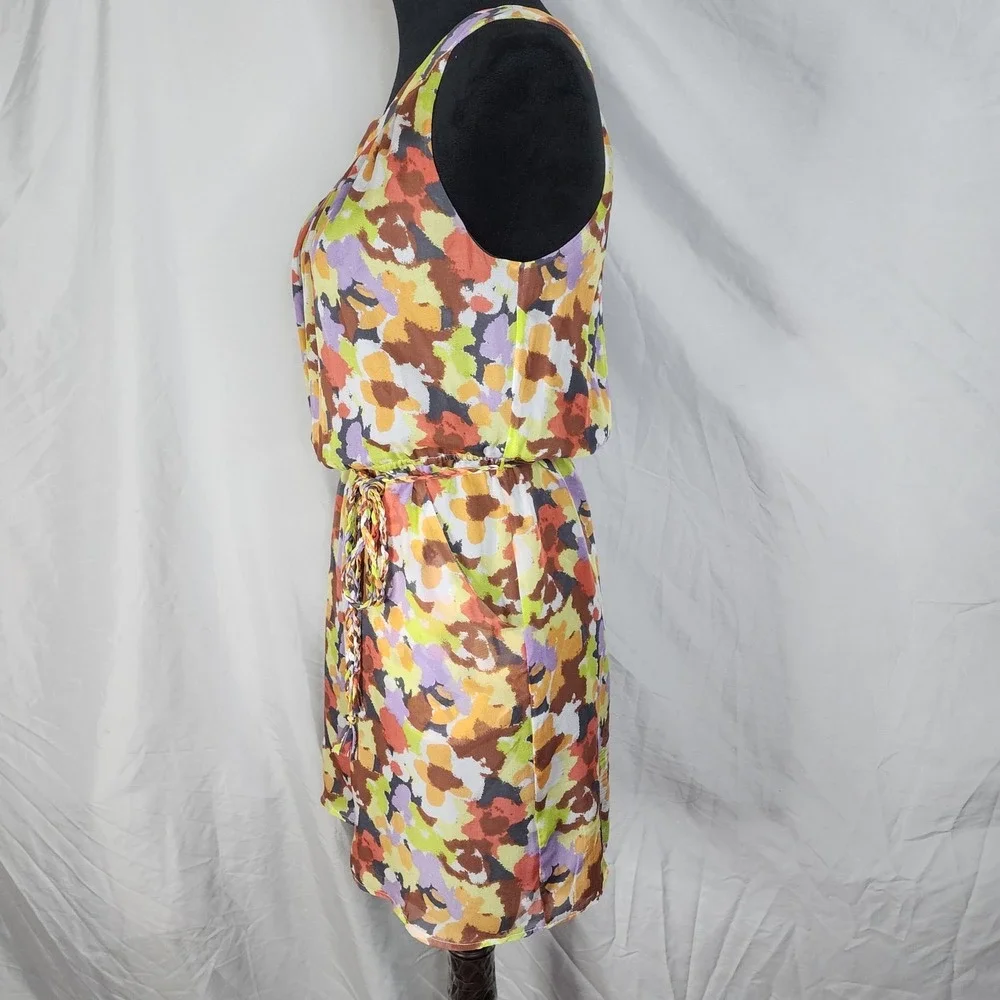 Vtg CHARLIE JADE Size XS‎ 100% Silk Floral Art to Wear One Shoulder Sundress EUC
